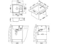Мойка для кухни Alveus LINE MAXIM 50 SAT-90 в комплекте с сифоном 61х50 см схема 3