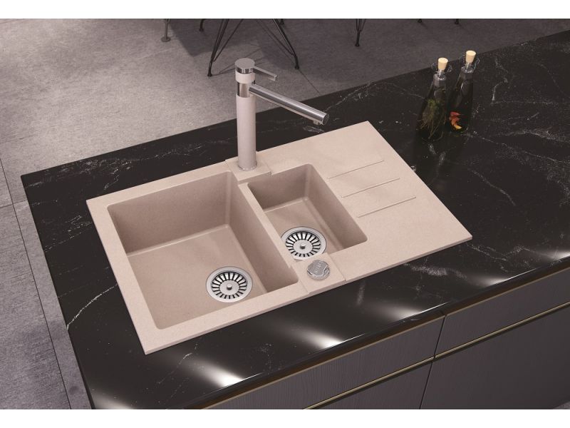 Мойка для кухни Alveus ROCK 70 GRANITAL 1+1/2 с сифоном 78х48х18 см ФОТО