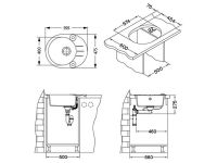 Мойка для кухни Alveus ROLL 40 GRANITAL с сифоном 59,5х47,5х16 см схема 9