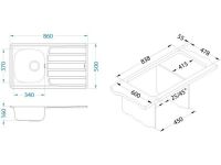 Мойка для кухни Alveus ZOOM 30 в комплекте с сифоном 86х50 см схема 6