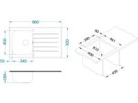 Мойка для кухни Alveus GLASSIX 10 с сифоном 86х50 см схема 5