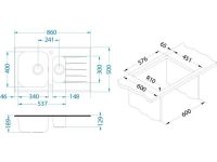 Мойка для кухни Alveus GLASSIX 20 1+1/2 с сифоном 86х50 см схема 6