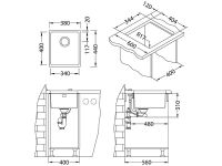 Мойка для кухни Alveus KOMBINO 20 SAT-90 в комплекте с сифоном 34х40х20 см схема 3