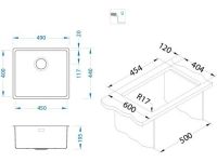 Мойка для кухни Alveus KOMBINO 40 SAT-90 в комплекте с сифоном 45х40х20 см схема 11