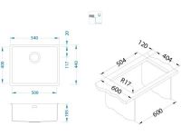 Мойка для кухни Alveus KOMBINO 50 SAT-90 в комплекте с сифоном 50х40х20 см схема 5