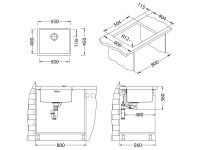 Мойка для кухни Alveus QUADRIX 50 BRS-90 в комплекте с сифоном 55х45х19.9 см схема 3