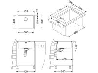 Мойка для кухни Alveus QUADRIX 50 BRS-90 в комплекте с сифоном 55х45х19.9 см схема 4