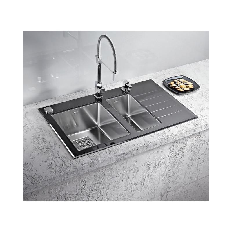 Мойка для кухни Alveus CRYSTALIX 20 1+1/2 левая с сифоном дозатором коландером 86х54 см ФОТО