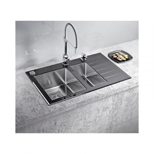 Мойка для кухни Alveus CRYSTALIX 20 1+1/2 левая с сифоном дозатором коландером 86х54 см схема 2