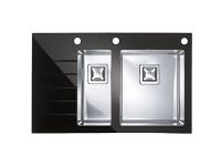 Мойка для кухни Alveus CRYSTALIX 20 1+1/2 правая с сифоном дозатором коландером 86х54 см схема 1