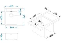 Мойка для кухни Alveus PURE 10 KMB-90 в комплекте с сифоном 40,5х52,5 см схема 3