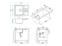 Мойка для кухни Alveus INTERMEZZO 30 GRANITAL в комплекте с сифоном 62х48х20 см схема 8