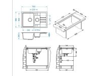 Мойка для кухни Alveus INTERMEZZO 70 GRANITAL 1+1/2 в комлекте с сифоном 78х48х20 см схема 7