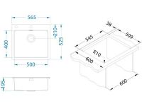 Мойка для кухни Alveus PURE 70 KMB-90 в комплекте с сифоном 56,5х52,5 см схема 3