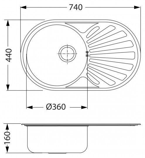 Мойка для кухни Alveus GENESIS CIKLO 20 в комплекте с сифоном 74х44 см ФОТО