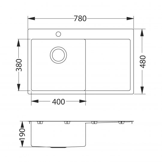 Мойка для кухни Alveus QUARTO 30 BRS-90 в комплекте с сифоном 78х48 см схема 3