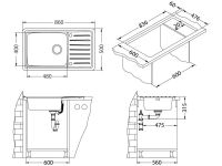 Мойка для кухни Alveus GALEO 30 SAT 90 FI в комплекте с сифоном 86х50 см схема 6