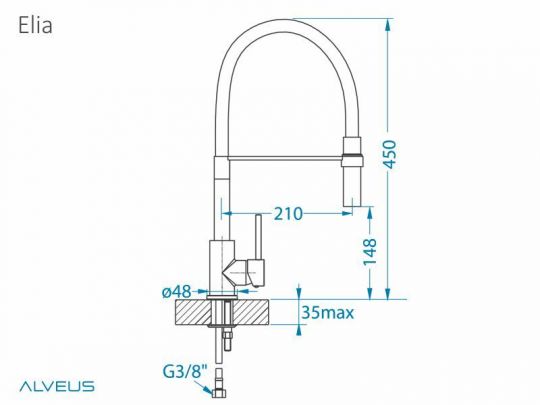 Смеситель для кухни Alveus ELIA CHR 1129024 схема 3