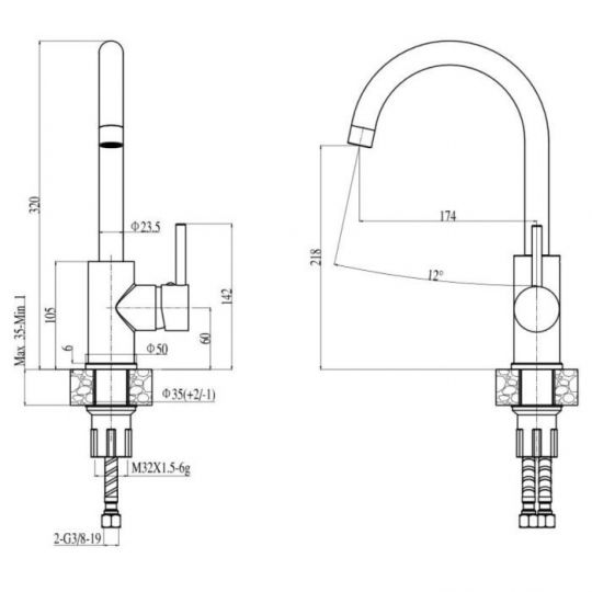 Смеситель для кухни Alveus ESTERA CHR 1129031 схема 2