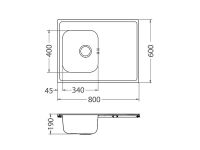 Мойка для кухни накладная Alveus CLASSIC PRO 30 SAT-90L/ I в комплекте с сифоном 80х60 см схема 3