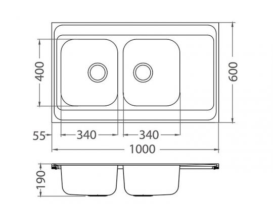 Мойка для кухни накладная Alveus CLASSIC PRO 80 SAT-90 в комплекте с сифоном 100х60 см схема 3 Мойка для кухни накладная Alveus CLASSIC PRO 80 SAT-90 в комплекте с сифоном 100х60 см схема 3