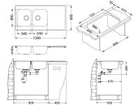 Мойка для кухни накладная Alveus CLASSIC PRO 100 SAT-90 в комплекте с сифоном 120х60 см схема 4