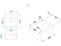 Мойка для кухни Alveus GRANITAL ATROX 20 в комплекте с сифоном 47х50 см схема 13