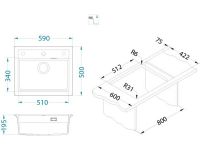 Мойка для кухни Alveus GRANITAL ATROX 30 в комплекте с сифоном 59х50 см схема 18