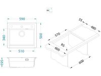 Мойка для кухни Alveus GRANITAL ATROX 30 в комплекте с сифоном 59х50 см схема 19