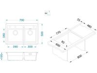 Мойка для кухни Alveus GRANITAL ATROX 50 в комплекте с сифоном 79х50х19,5 см схема 16 Мойка для кухни Alveus GRANITAL ATROX 50 в комплекте с сифоном 79х50х19,5 см схема 16