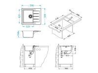 Мойка для кухни Alveus GRANITAL CADIT 10 в комплекте с сифоном 59х50 см схема 19