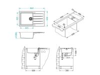 Мойка для кухни Alveus GRANITAL CADIT 40 в комплекте с сифоном 86х50 см схема 17