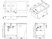 Мойка для кухни накладная Alveus CLASSIC PRO 110 SAT в комплекте с сифоном 140х60 см схема 3