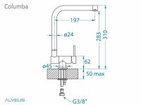 Смеситель для кухни Alveus COLUMBA CHR 1132181 схема 6