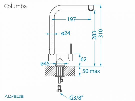 Смеситель для кухни Alveus COLUMBA CHR 1132181 схема 6