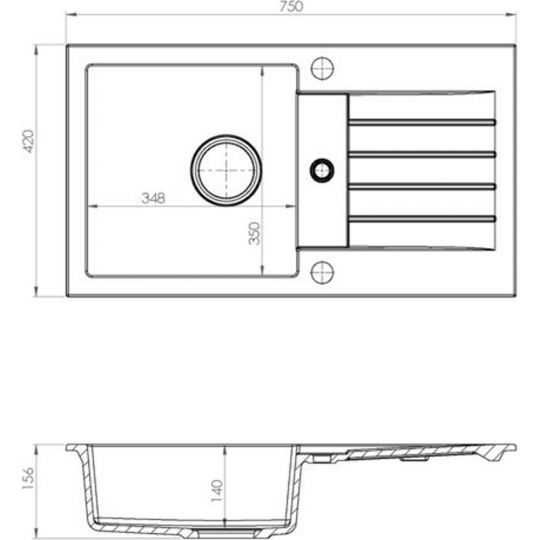 Мойка для кухни Alveus GRANITAL GENESIS AMARO 130 75х42х14 см схема 4
