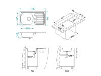 Мойка для кухни Alveus BASIC 150 NAT-60 NEW в комплекте с сифоном 78х43,5 см схема 3