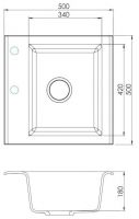 Мойка для кухни Alveus GEM 10 GRANITAL в комплекте с сифоном 50х50х18 см схема 4