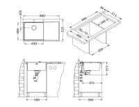 Мойка для кухни Alveus PURE 50L new KMB-90 левая в комплекте с сифоном 86х52,5 см схема 3