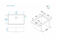 Мойка для кухни Alveus NOX 60 BRS с интегрированным сифоном 74х44х20 см схема 5