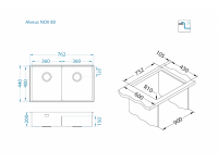 Мойка для кухни Alveus NOX 80 BRS с интегрированным сифоном 76,2х44х20 см схема 5