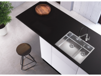 Мойка для кухни Alveus NOX 90L BRS левая в комплекте с интегрированным сифоном 58,2х44х20 см схема 2