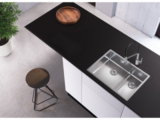 Мойка для кухни Alveus NOX 90L BRS левая в комплекте с интегрированным сифоном 58,2х44х20 см схема 2