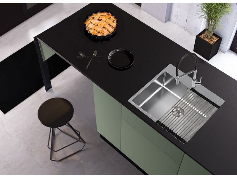 Мойка для кухни Alveus NOX 120 BRS в комплекте с интегрированным сифоном 54х51,5х20 см ФОТО