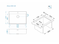 Мойка для кухни Alveus NOX 130 BRS в комплекте с интегрированным сифоном 74х51,5х20 см схема 4