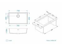 Мойка для кухни Alveus OMNI 40 GRANITAL 75х45х19,8 с сифоном схема 20