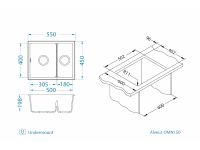 Мойка для кухни Alveus OMNI 50 GRANITAL 55х45х19,8 с сифоном схема 14 Мойка для кухни Alveus OMNI 50 GRANITAL 55х45х19,8 с сифоном схема 14