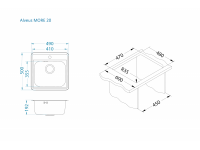 Мойка для кухни Alveus MORE 20 NAT-90 в комплекте с сифоном 49х50 см схема 4