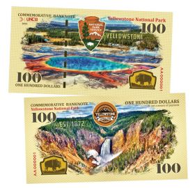 100 долларов (Dollars) — Йеллоустон (Yellowstone). Национальный парк США. Памятная банкнота. UNC Msh Oz Ям