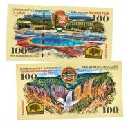 100 долларов (Dollars) — Йеллоустон (Yellowstone). Национальный парк США. Памятная банкнота. UNC Msh Oz Ям